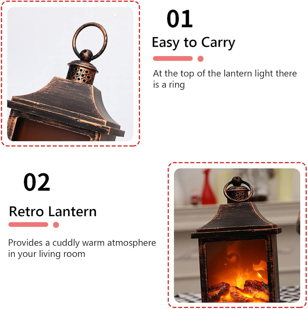 72 Pieces Fireplace Lanterns (Romantic Night Light Fireplace Effect – Cozy Decorative Light – Battery Operated LED Flame Lanterns – Indoor/Outdoor Ambiance Light for Home – Patio – Bedroom – Firewood Glow Lantern)