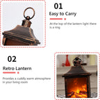 72 Pieces Fireplace Lanterns (Romantic Night Light Fireplace Effect – Cozy Decorative Light – Battery Operated LED Flame Lanterns – Indoor/Outdoor Ambiance Light for Home – Patio – Bedroom – Firewood Glow Lantern)
