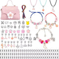 72 Pieces 130-Piece Bracelet and Pendant Making Kits with Premium Metal & Glass Pendants (Includes Pink Storage Bag)