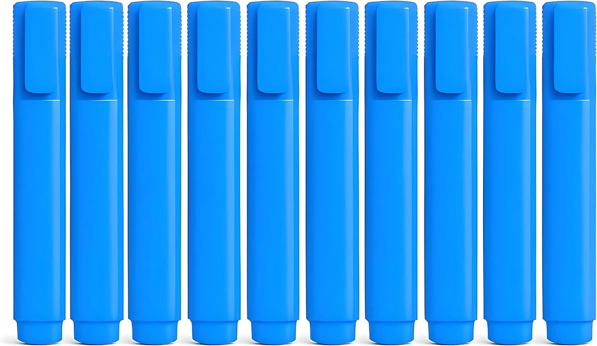 96 Pieces Classic Highlighter Pen Sets (Fast-Drying – Long-Lasting Rainbow Colors with Large Ink Reservoir – Twist Cap – PP Barrel for Durability – Refillable for Sustainable Use – Set of 10pcs – Blue)