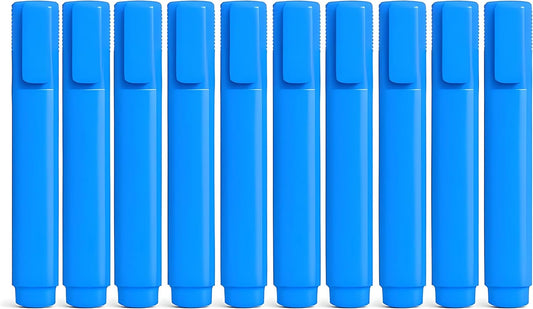 Classic Highlighter Pen Set – Fast-Drying, Long-Lasting Rainbow Colors with Large Ink Reservoir, Twist Cap, PP Barrel for Durability, Refillable for Sustainable Use, Set of 10pcs, Blue