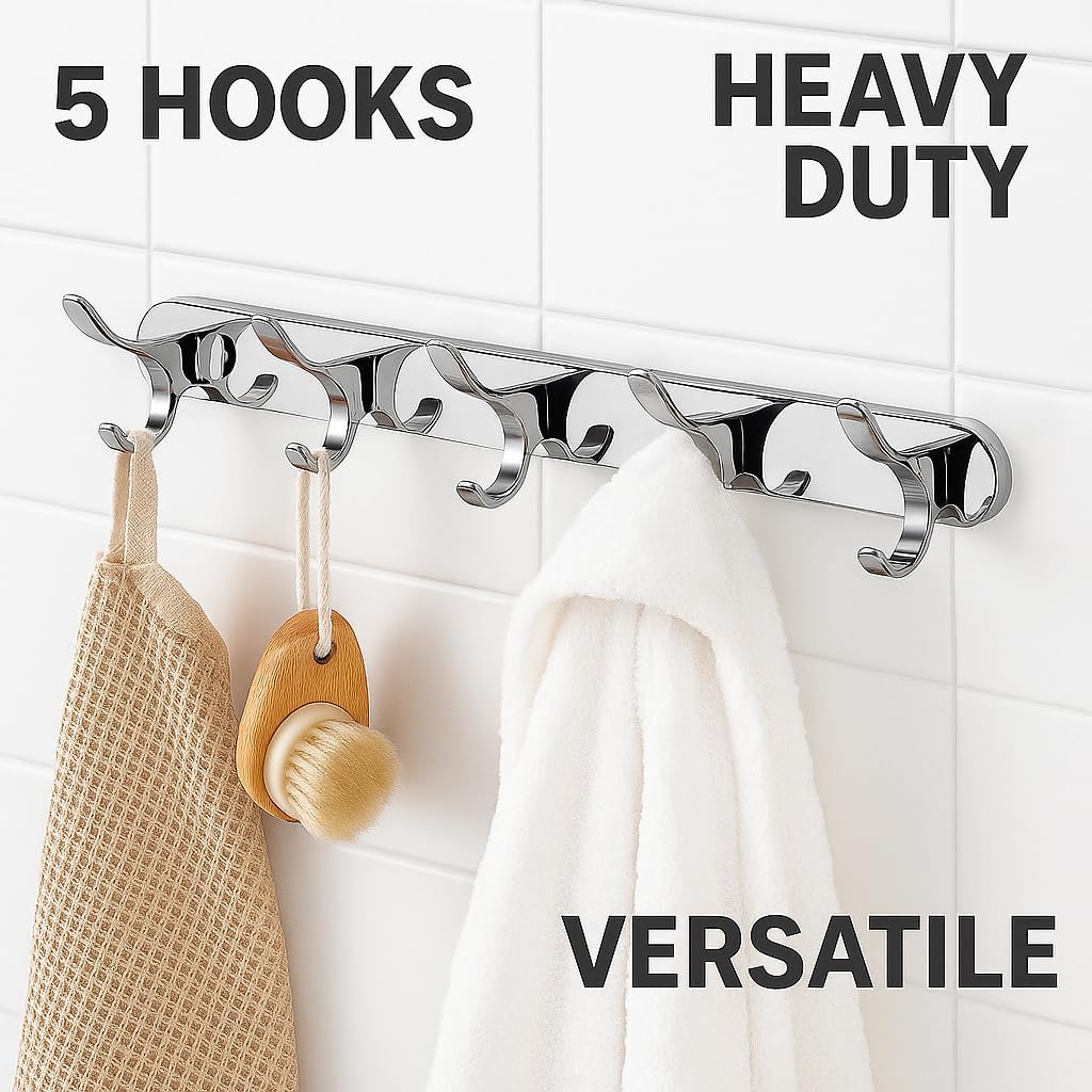 72 Pieces 4 Hooks Wall Hangers (Towel Hooks – Heavy Duty – Ideal for Kitchen – Bathroom – Shower – Home Door – Closet – Cabinet – Chrome)