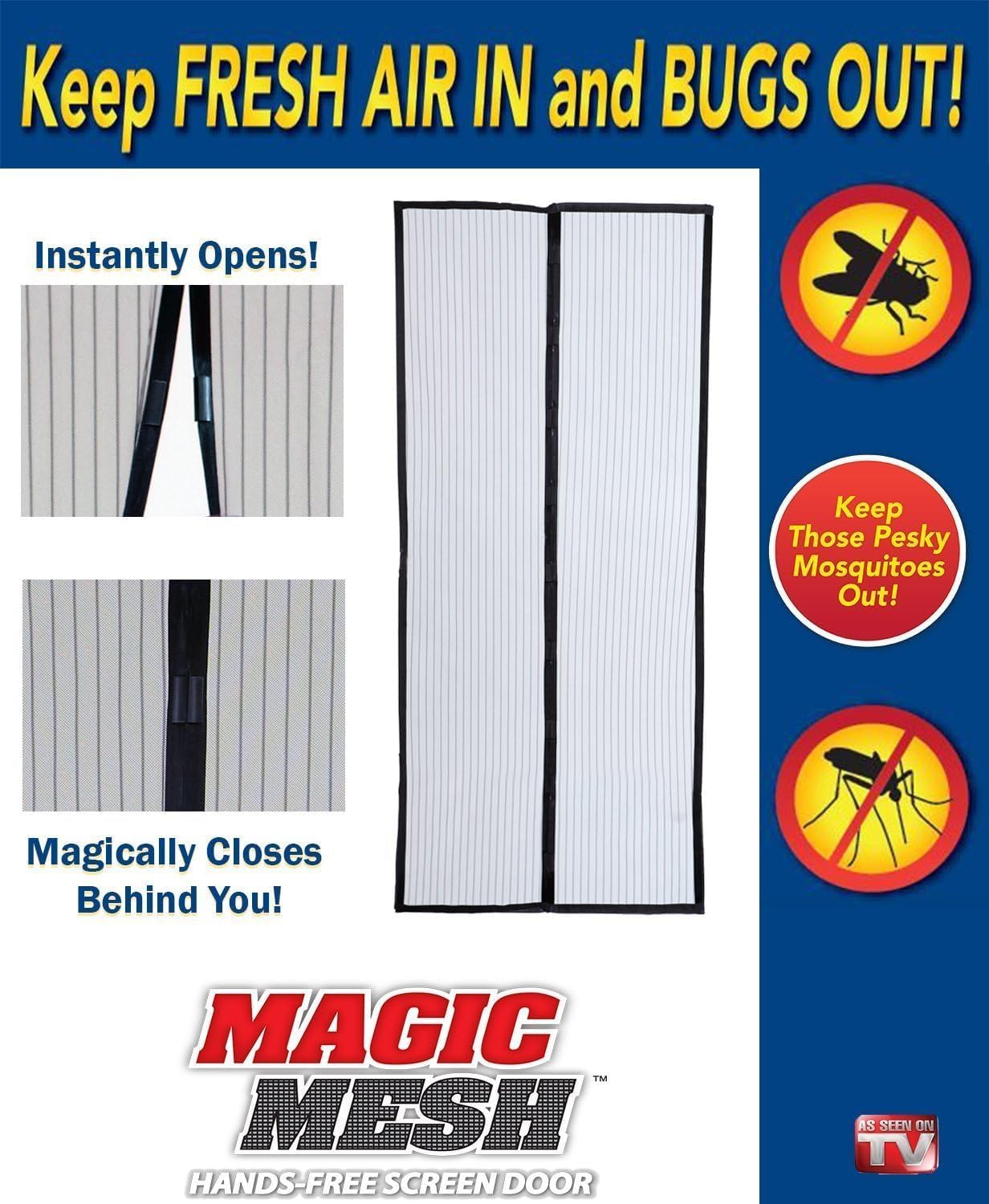 Magic Mesh Hands-Free Retractable Screen Door – Magnetic Closure, Easy Installation, Bug Protection, Fits Most Doors