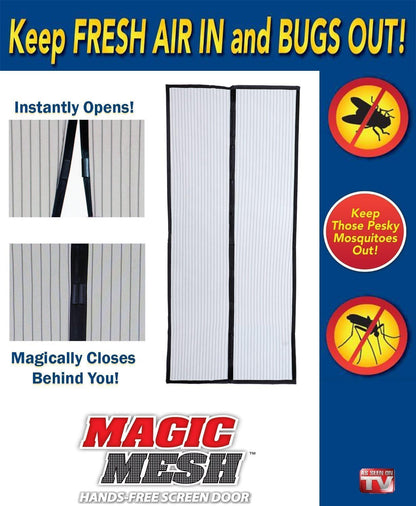 Magic Mesh Hands-Free Retractable Screen Door – Magnetic Closure, Easy Installation, Bug Protection, Fits Most Doors