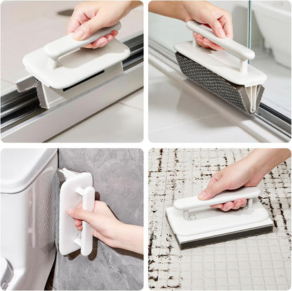 Handheld Crevice Cleaner, Scrubber for Laundry, Floor, Home. Foldable Crack Cleaning Brush – White