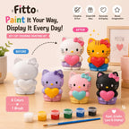 96 Pieces DIY Cat Figurine Painting Kits with White Paintable Model (6 Paint Pots and Brush – Assorted Colors)