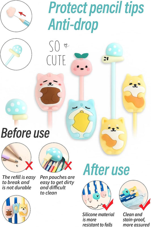 3-Piece Guitar Design Pencil Caps 2.1x7.5cm for Pencil Tip Protection