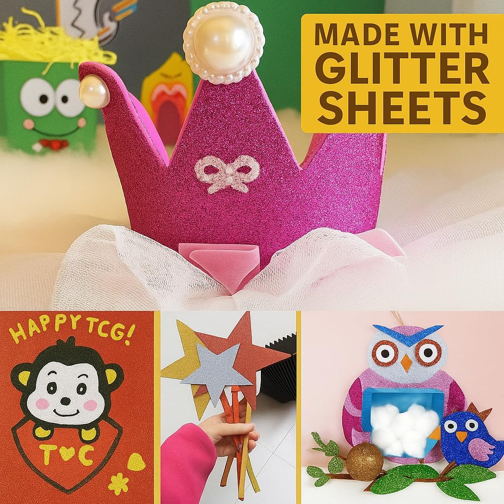 120 Pieces EVA Sponge Glitter Sheets A4 Sizes (21cm x 29.7cm Assorted Colors for Crafts and DIY Projects)