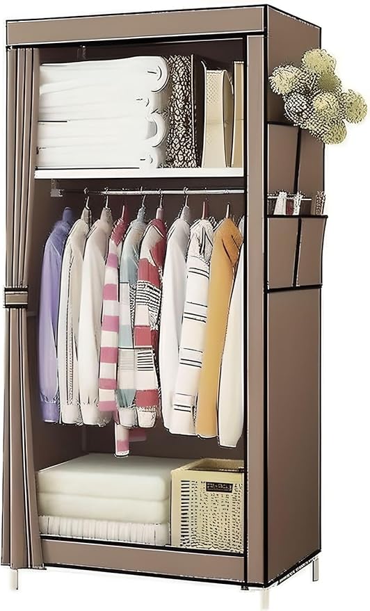 Fitto Closet Wardrobe, Portable, Metal Shelves, Dustproof Cover, 41.73x17.72x65.35 in, Black