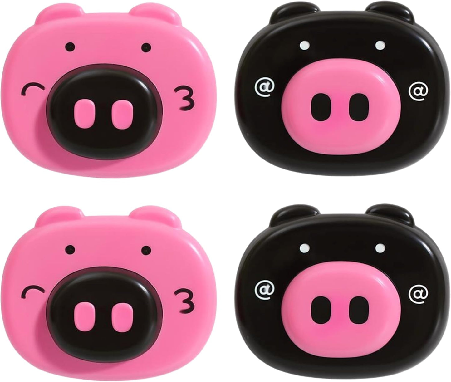 Cartoon Suction Cup Hooks – Fun Black and Rose Red Design Pack Of 4