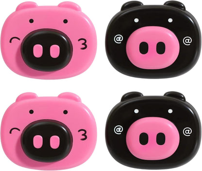 Cartoon Suction Cup Hooks – Fun Black and Rose Red Design Pack Of 4