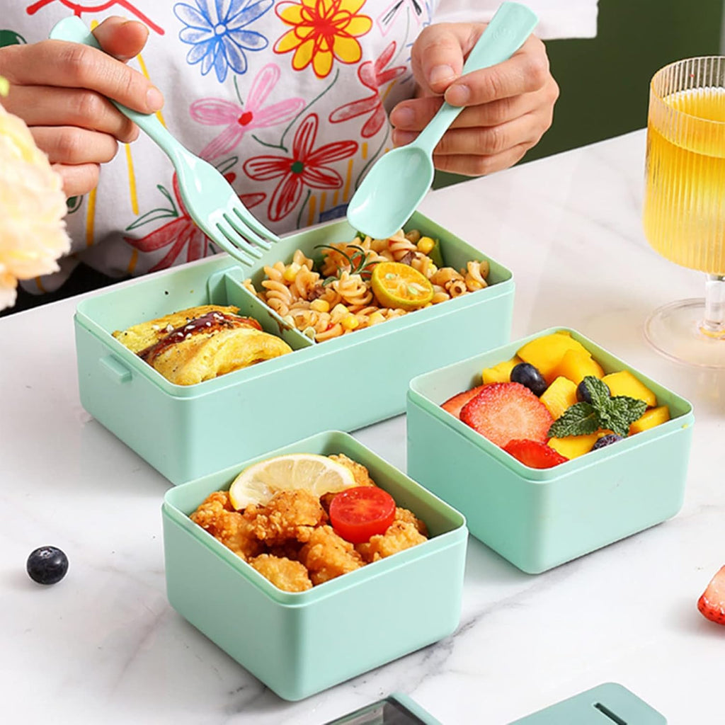 96 Pieces 3-Layer Lunch Boxes for Kids & Adults (Leakproof – BPA-Free – Microwave & Dishwasher Safe – Compact Bento Box with Easy-Snap Lid – Ideal for Work – School – Travel – & Snacks – Portable & Durable)