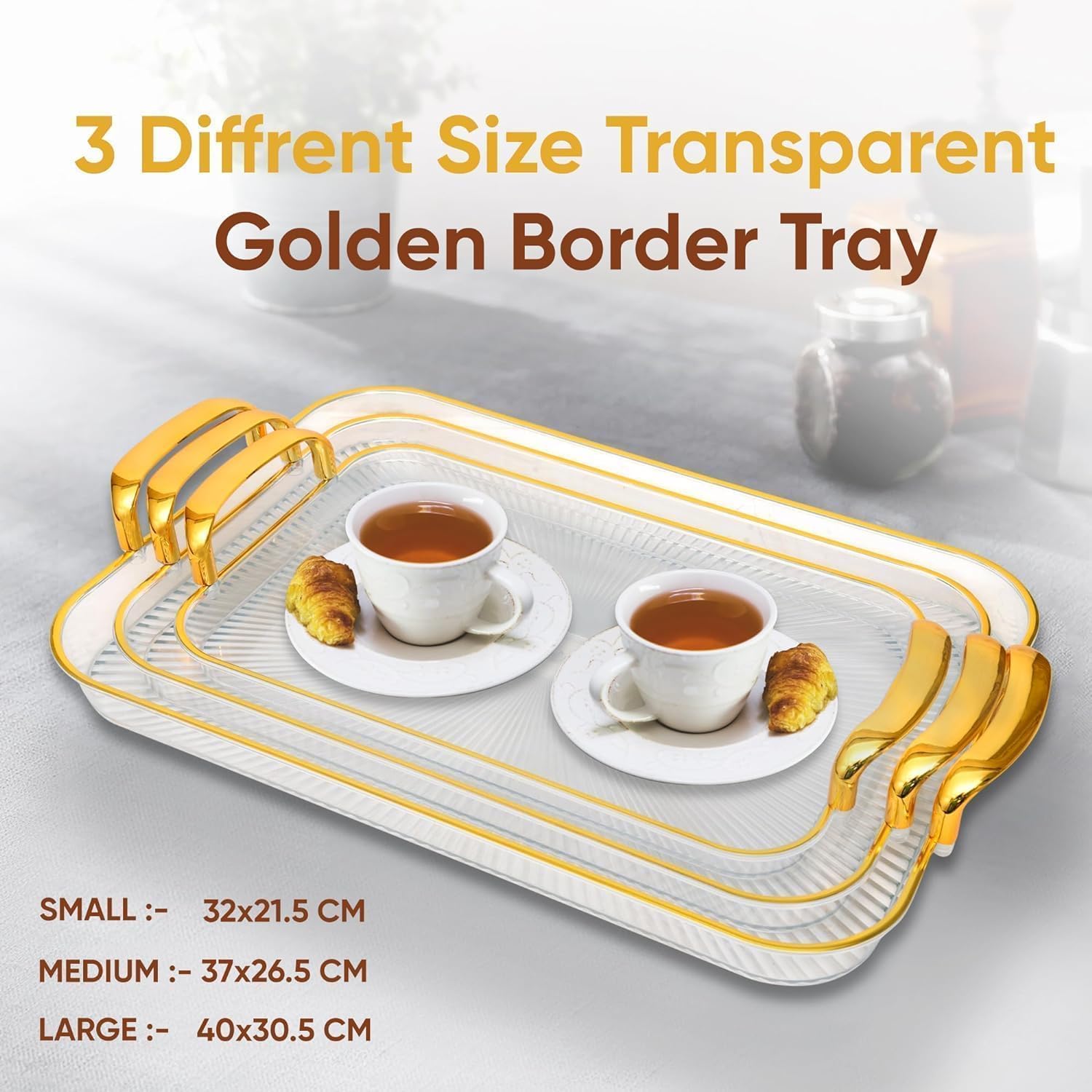 72 Pieces Clear Acrylic Serving Tray Sets with Handles - Stylish Home and Office Decor in Gold (Perfect for Entertaining – Organizing – and Serving)