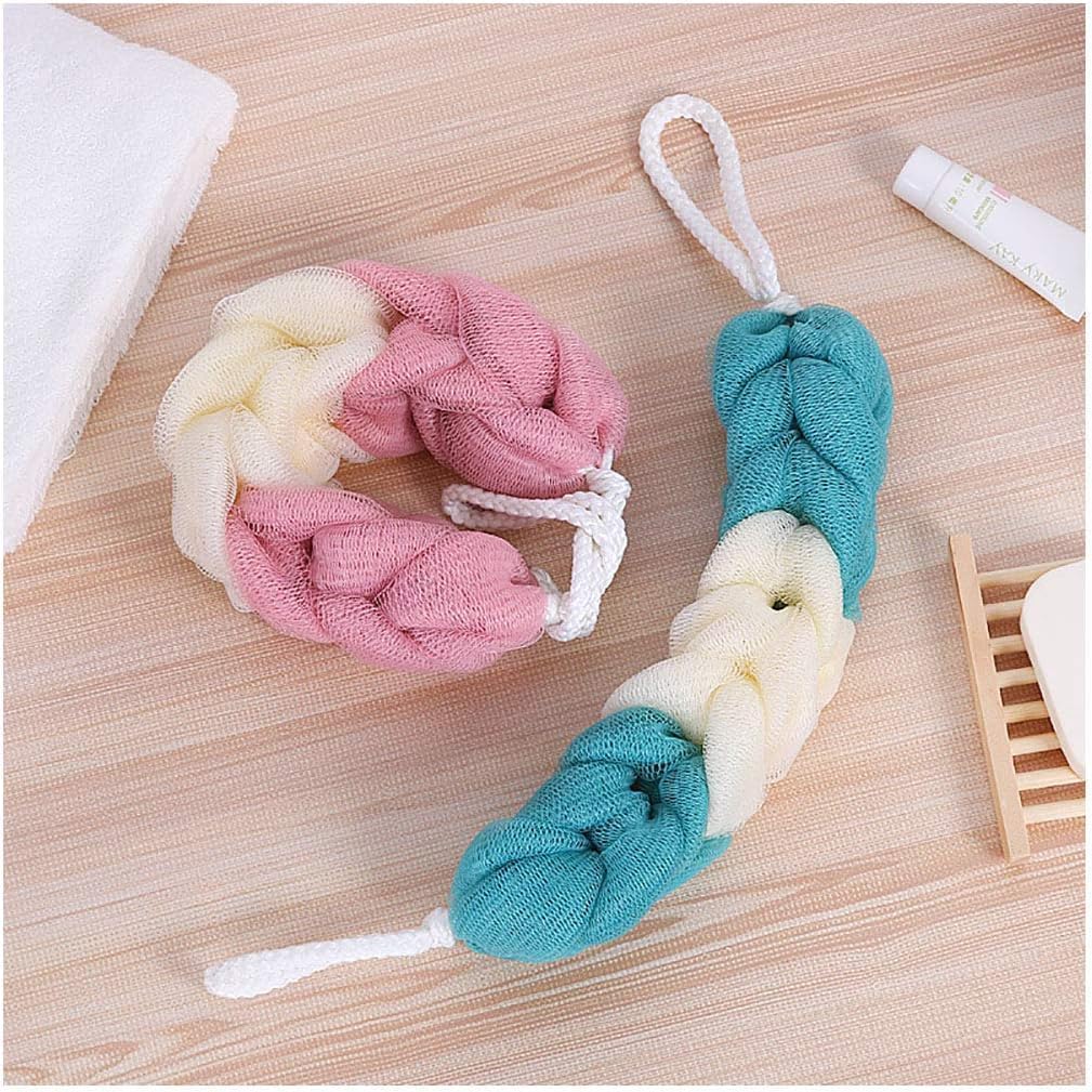 Stretchable Braided Back Scrub Bath Sponge, Exfoliating Loofah Shower Scrubber for Back, Neck & Hard-to-Reach Areas,Assorted