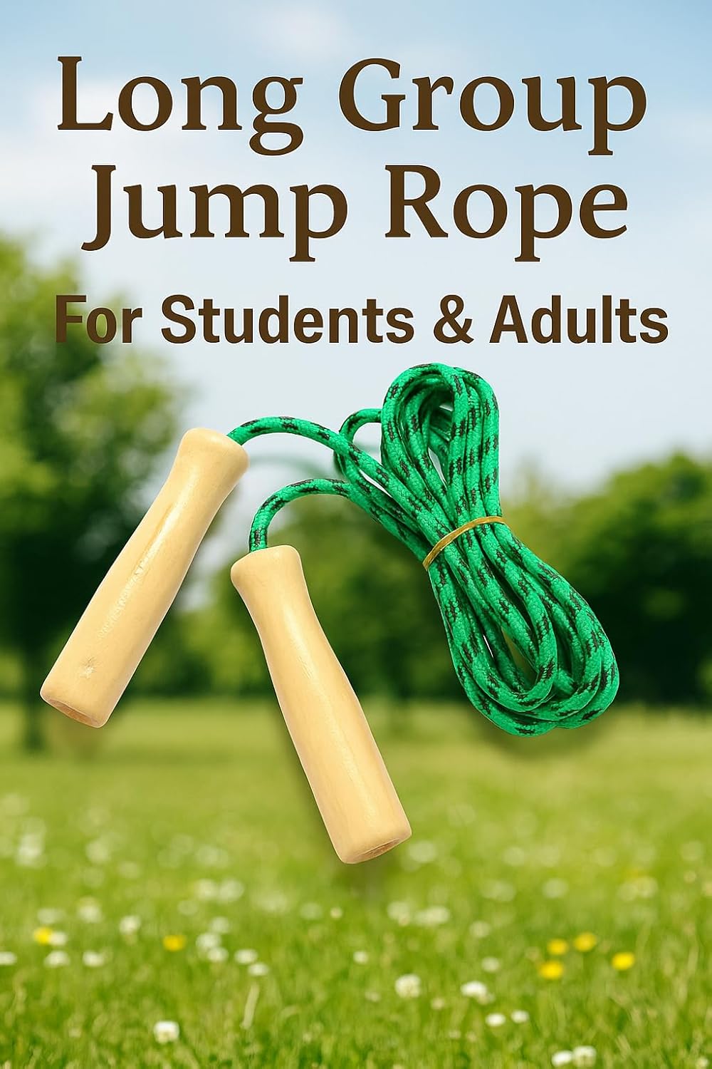 Wooden Handle Long Group Jump Rope, Multi-Person, Fitness Equipment, For Students Adults