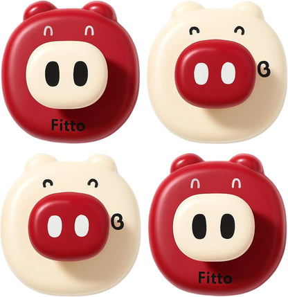 Cartoon Suction Cup Hooks – Fun Cream & Red Design - Pack of 4