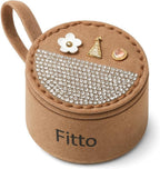 96 Pieces Small Round Wool Makeup Bags with Handle - Light Brown Portable Travel Organizer