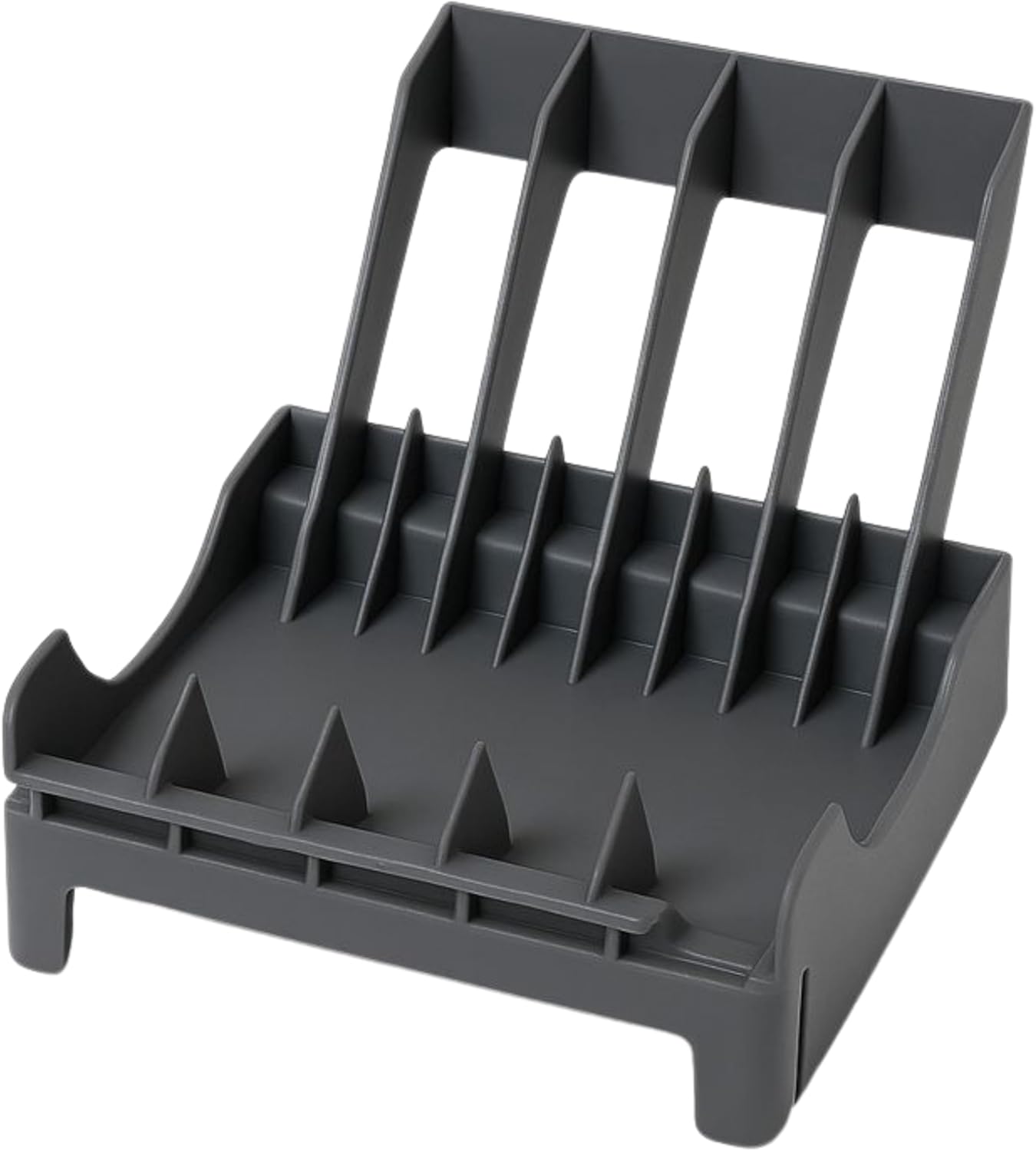 144 Pieces Space-Saving Plate Storage Racks (4 Partition rack - Gun Grey)