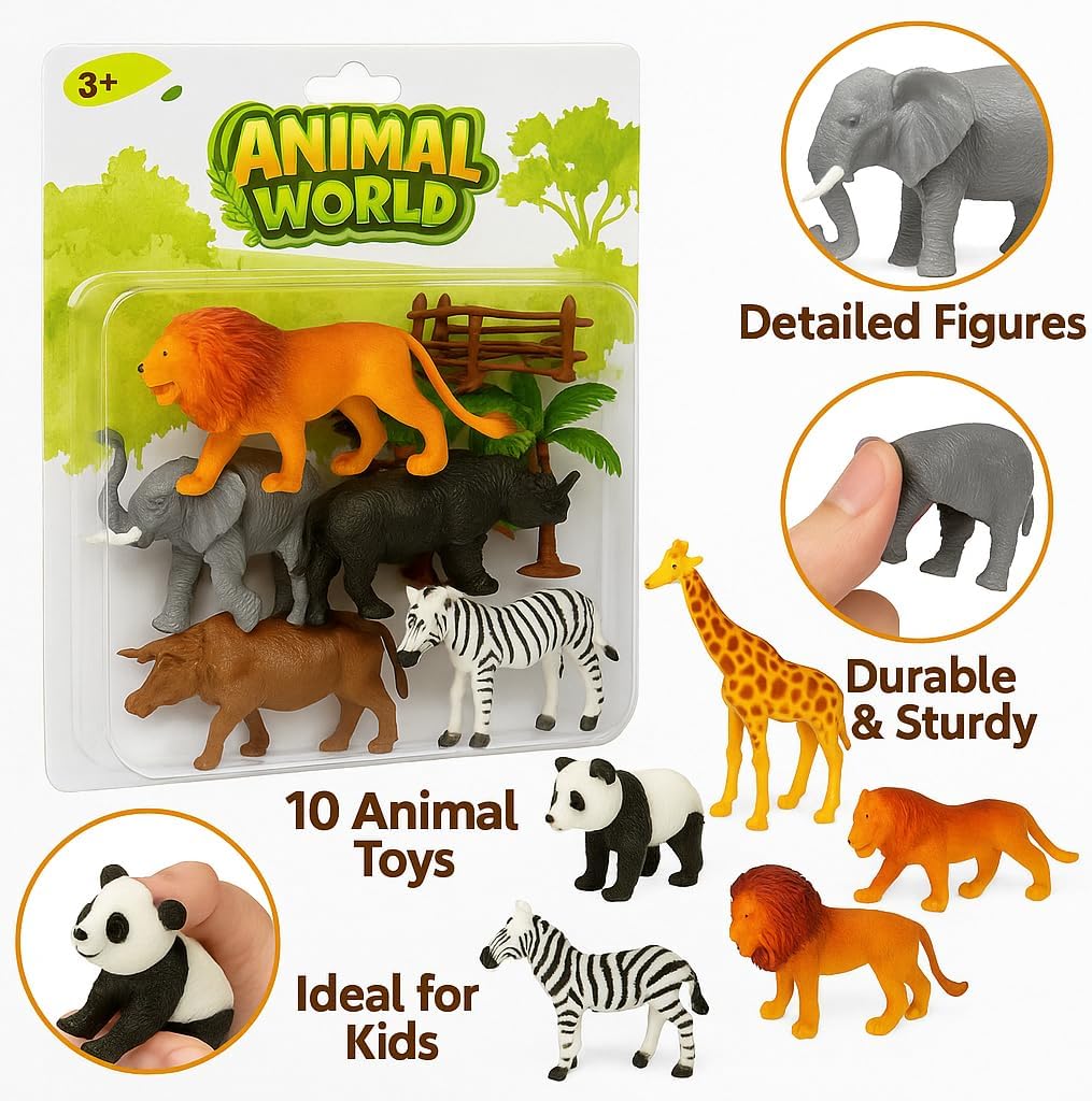 96 Pieces Realistic Animal Figures Toy Playset 26 Pieces Plastic Wild Animals Including Elephants (Tiger – Hippo – and Much More)