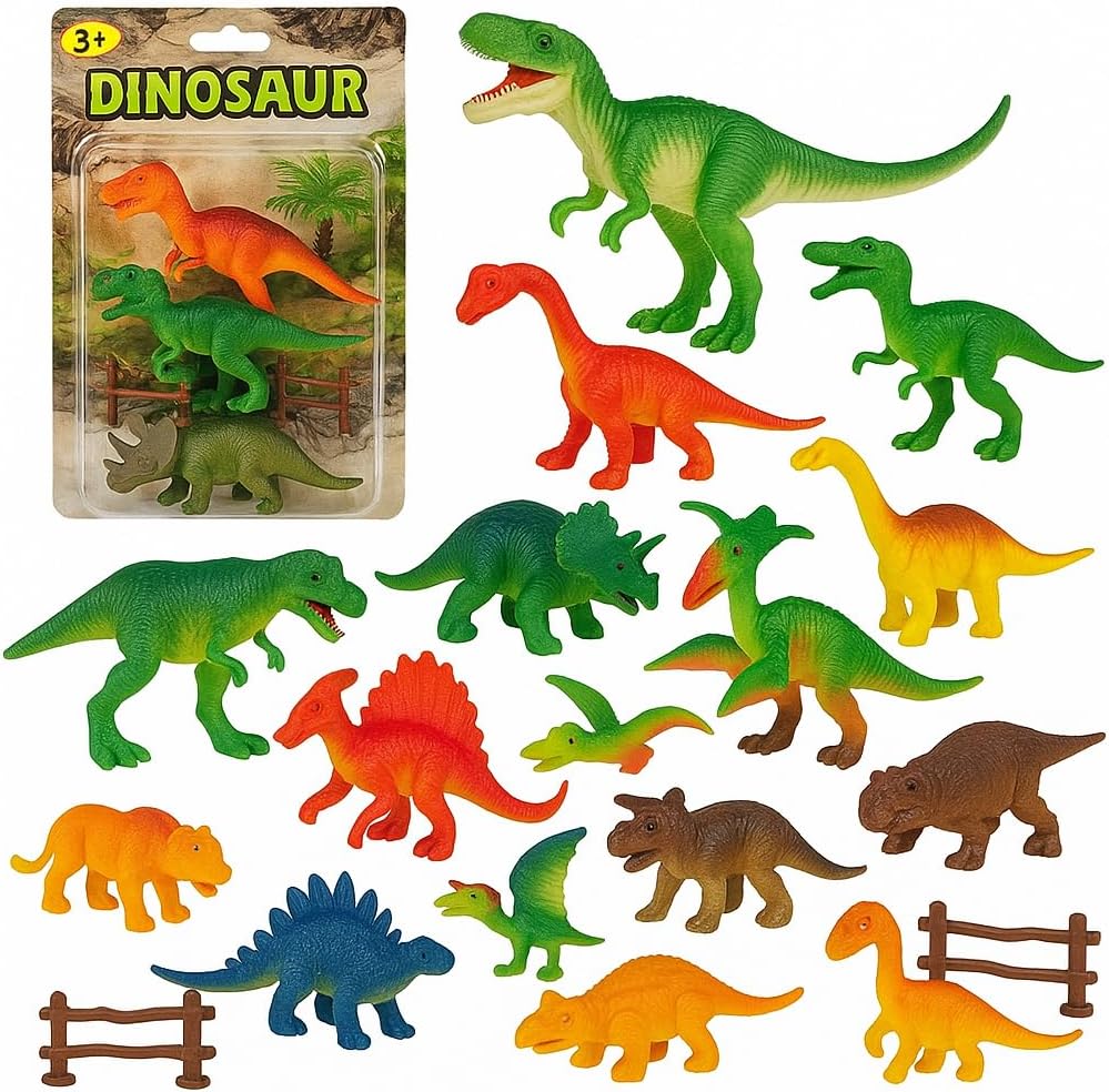 96 Pieces Premium Dinosaur Educational Plastic Toy Playset - Featuring T-Rexes (Triceratops – Velociraptor & More)