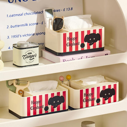 Elephant Spring Tissue Box – Cute Cream & Black Design