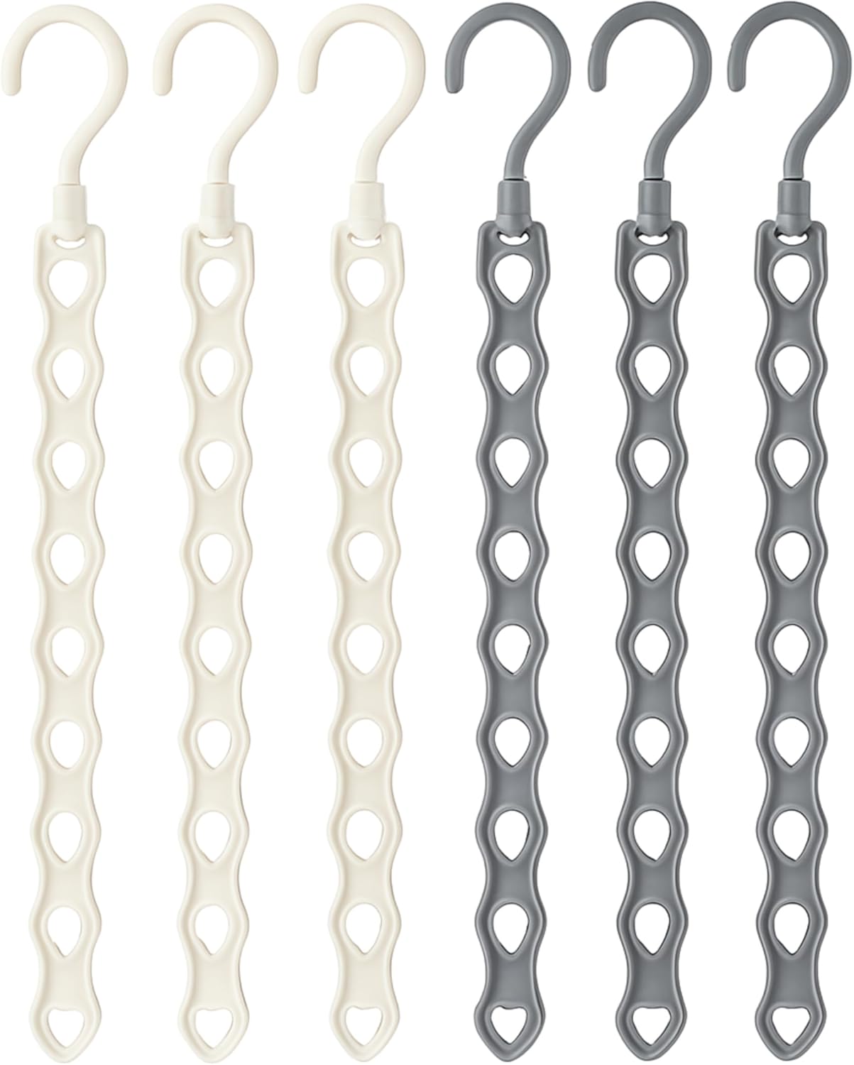 Vertical Clothes Rack – 44cm Space-Saving Design – 360° Rotating Hook – PP Material – Set of 6