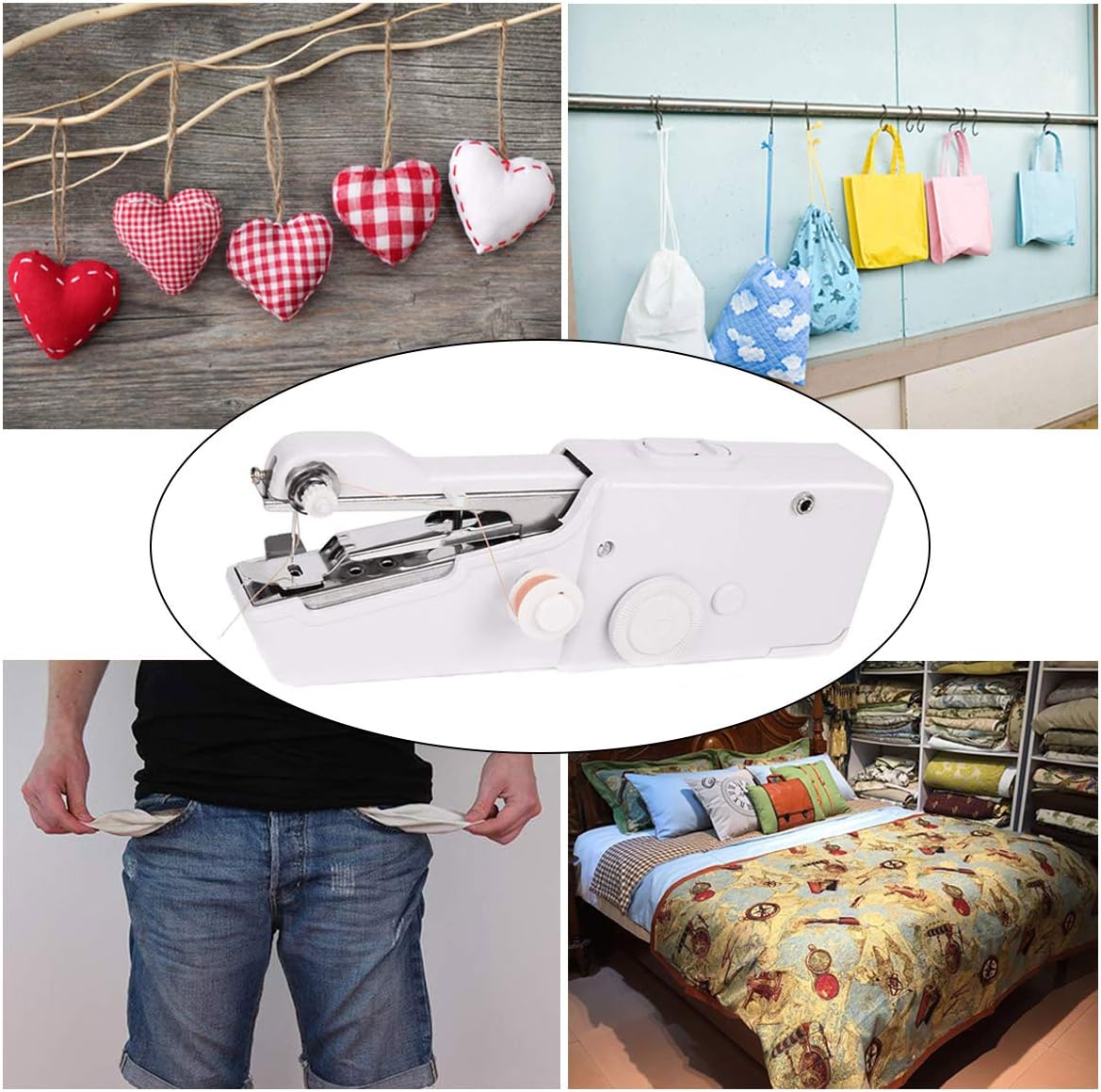 96 Pieces Handheld Sewing Machines (Portable Electric Stitch – Cordless – Extra Bobbins – Needle – for Curtains – Fabric – Kids Cloth – Crafts – Home Travel)