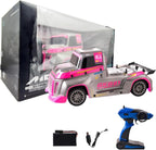 48 Pieces Large Remote Control Truck 1:10s (Full Cover Pink LED Light High Speed Racing Car with Spoilers – Pink)