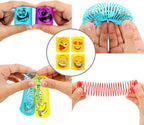 96 Pieces Mini Slinky Emoji Silly Faces Springs Toys (24 Pack – Fun Party Bag Filler – Ideal for Kids' Birthday Party – Stocking Stuffer – Classroom Rewards – and Carnival Prizes)