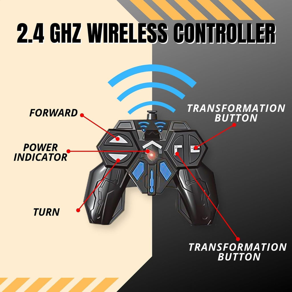 72 Pieces 2 In 1 Remote Control Bumble Car One Button Transformation From Robot Mode To Sports Car Modes with Light and Music