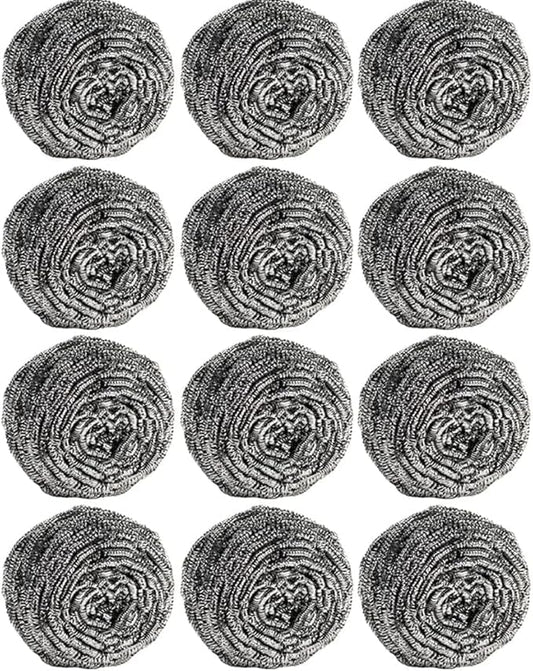 Fitto Stainless Steel Scrubber Set - 12 Pack Heavy-Duty Cleaning Pads for Kitchen, Pots, Pans, Grills, and More | Rust-Resistant & Durable Cleaning Solution