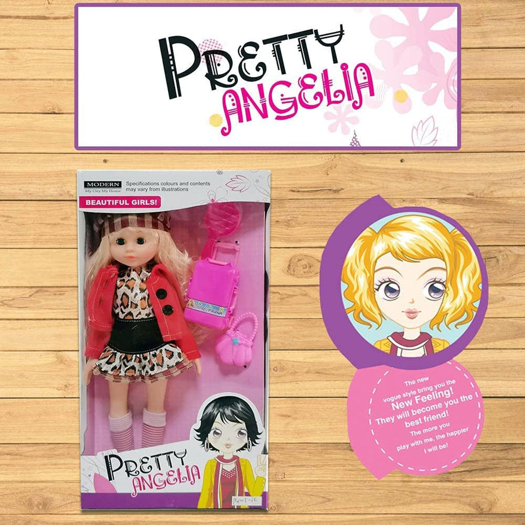 72 Pieces Blond Hair Poseable American Dolls with Hat (Leopard Dress & Red Jacket Pretty Doll 14Inch Size with Accessories Toys For Girls)