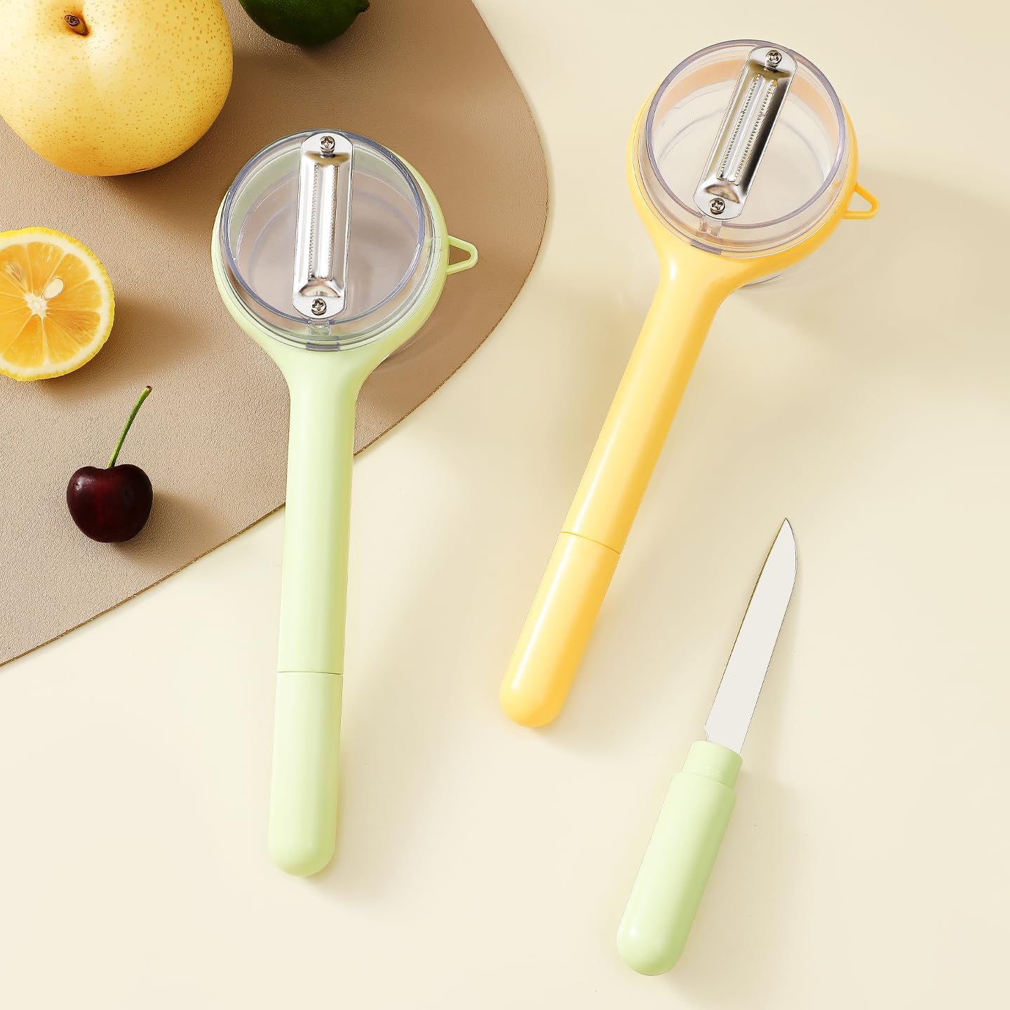 Ergonomic Peeling Knife - Green & Transparent
