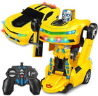 72 Pieces 2 In 1 Remote Control Bumble Car One Button Transformation From Robot Mode To Sports Car Modes with Light and Music
