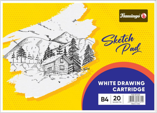 FITTO Premium White Drawing Cartridge Sketch Pad - 20 Sheets, Smooth 100 GSM Paper for Pencil, Charcoal, Ink & Watercolor - Acid-Free, Durable & Tear-Resistant - Ideal for Artists, Designers & Students