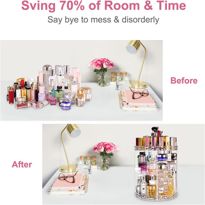 Rotating Makeup Organizer, Large Perfume Cosmetics Organizer, Beauty Organizer, Clear, 7 Layers, Detachable Shelves, for Bedroom Dresser or Vanity Countertop
