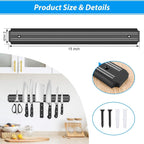 96 Pieces 15 Inch Magnetic Knife Holder Set of 2s (Black Powerful Magnetic Knife Strip for Wall Mount – Space-Saving Magnetic Knife Rack with Screws for Kitchen Tools Utensils)