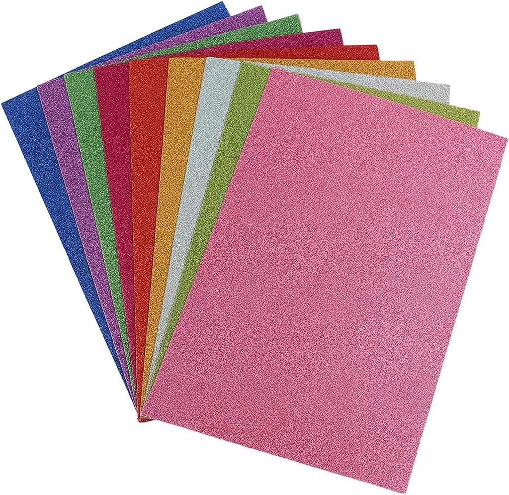 120 Pieces EVA Sponge Glitter Sheets A4 Sizes (21cm x 29.7cm Assorted Colors for Crafts and DIY Projects)