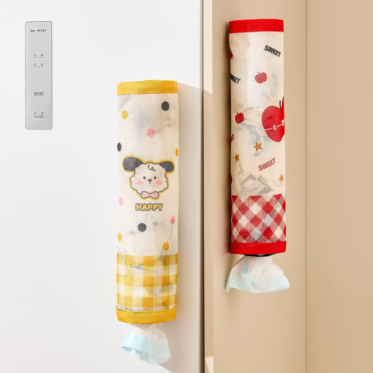 144 Pieces Plastic Bag Dispensers (Apple Bear Design – Red – Hanging Storage Holder)