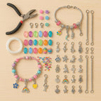 72 Pieces 130-Piece Bracelet and Pendant Making Kits with Premium Metal & Glass Pendants (Includes Pink Storage Bag)