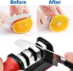 120 Pieces Knife and Scissor Sharpeners (3 Stage – 3-in-1 – Non-Slip Grip – For Knives – Red)