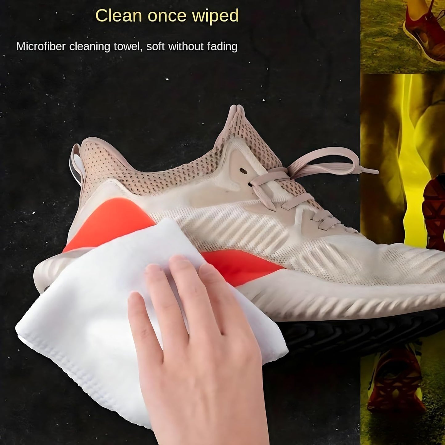 Shoe Cleaner Kit with Towel and Brush - Multi-Surface Shoe Cleaner for Leather, Suede, Canvas & Sneakers - Deep Cleans, Restores Shine, Removes Dirt & Stains - Gentle & Effective Shoe Care