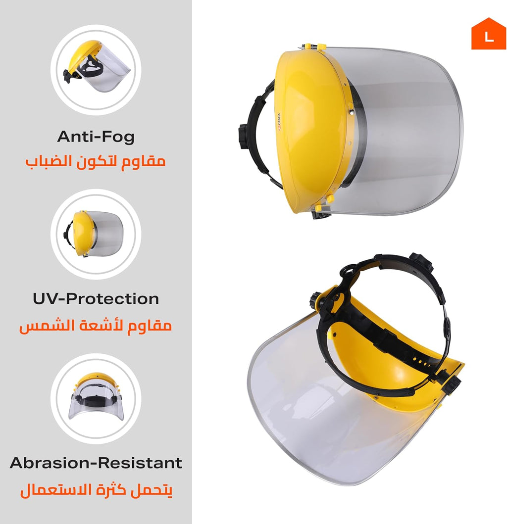 96 Pieces Transparent Welding Face Shields with Clear Film and Yellow Frame | Anti-Splash (Full-Face Protection | Lightweight – Adjustable – Durable Safety Mask for Welding – Grinding – and Cutting Tasks)