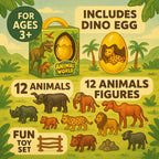 96 Pieces Premium Plastic Animal Toy Set - Includes Hippos (Giraffe – Camel – Horse – Tiger – Lion – Elephant & More - Educational & Fun Wildlife Figures for Kids)