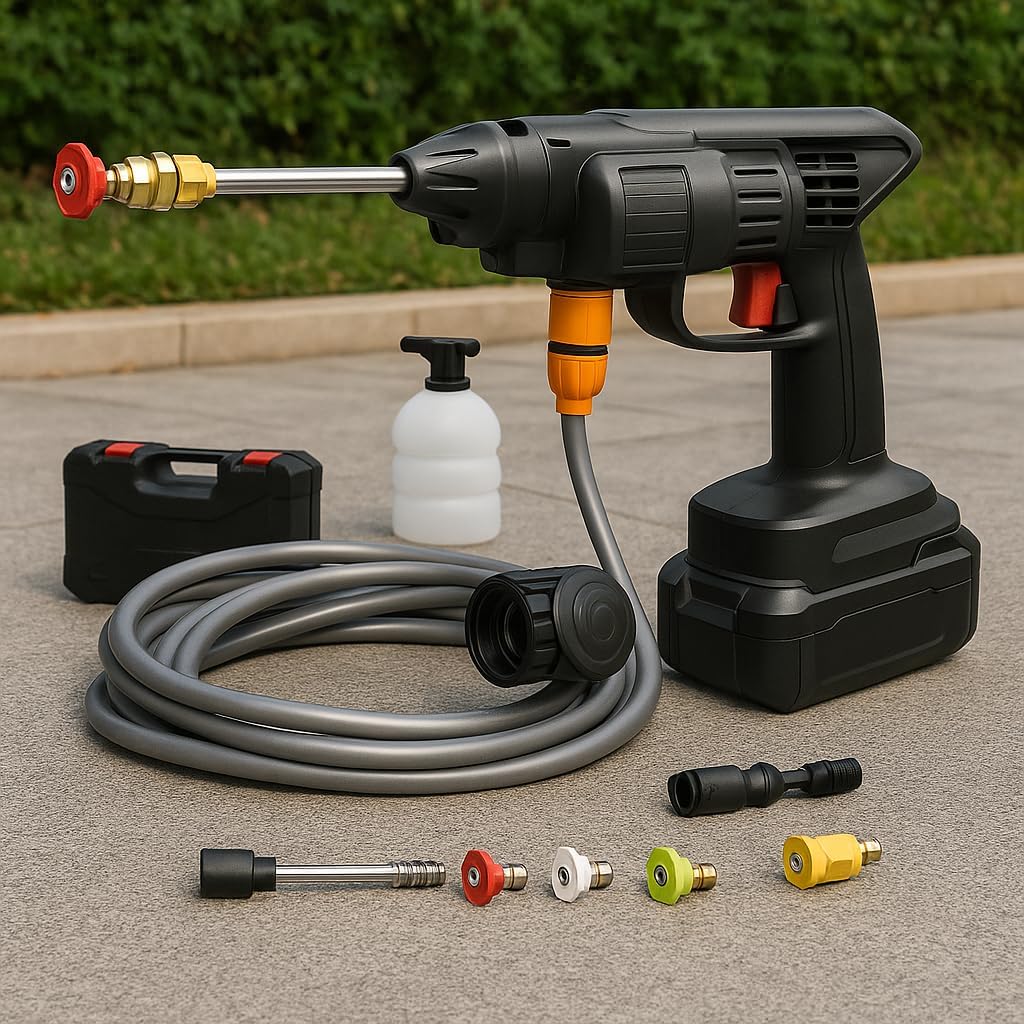 60 Pieces 48V High Pressure Washer - Car Washing Machines (Portable Electric Pressure Cleaner – Powerful 1800W – Ideal for Cars – Bikes – Driveways – Patios & Outdoor Cleaning)