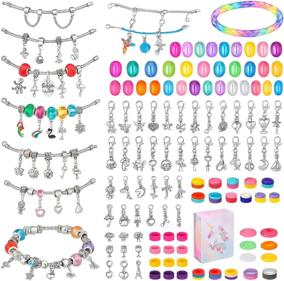 72 Pieces 130-Piece Bracelet and Pendant Making Kits with Premium Metal and Glass Pendants - DIY Jewelry Craft Set