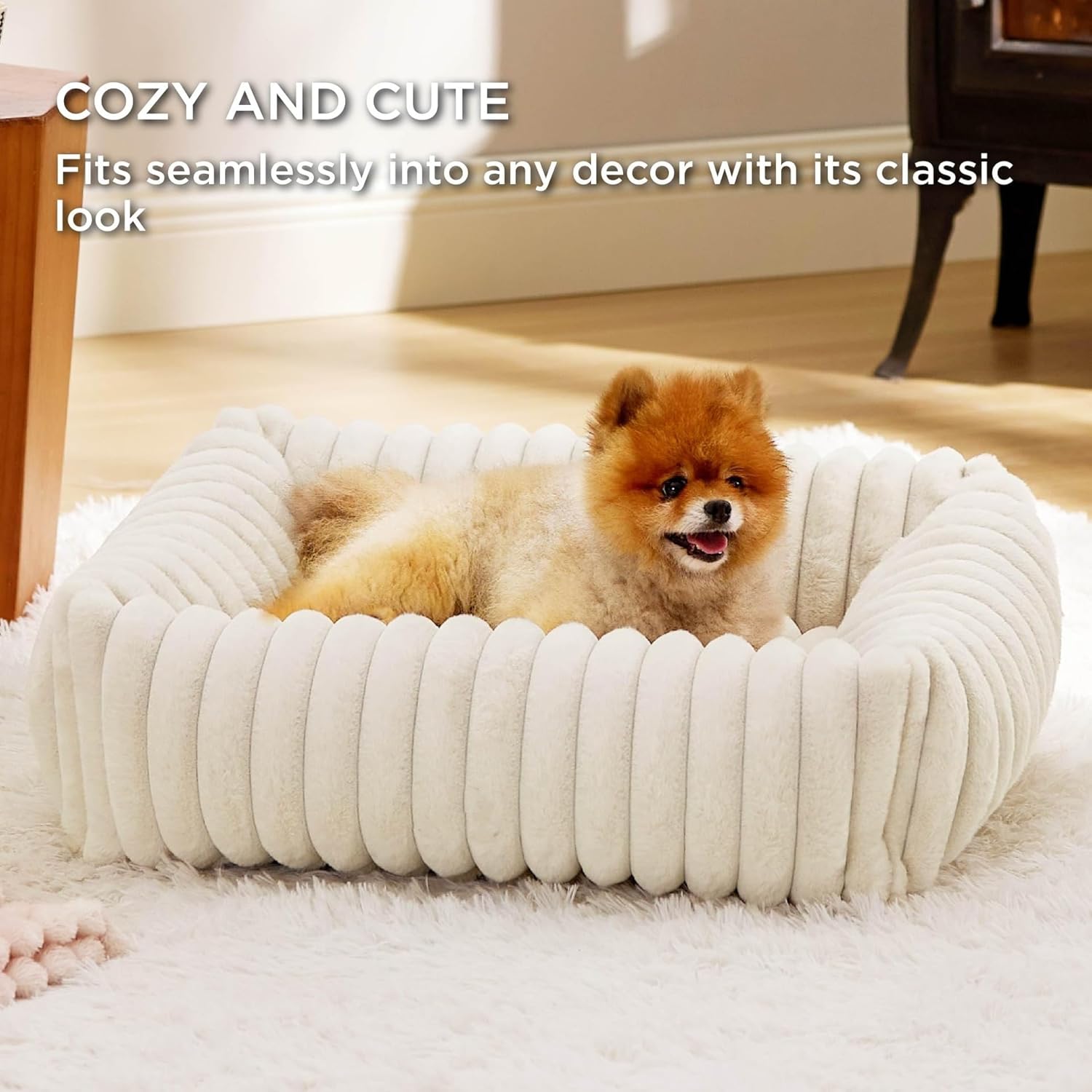 48 Pieces Plush Pet Bed - Beige -s (63x53x18cm)