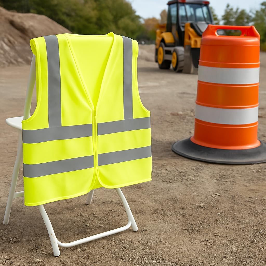 144 Pieces Reflective Vest - Sleeveless Yellow Working Clothes for Safety | High Visibility Reflective Gear for Construction (Traffic – Road Work – Outdoor Activities – and Night Work)