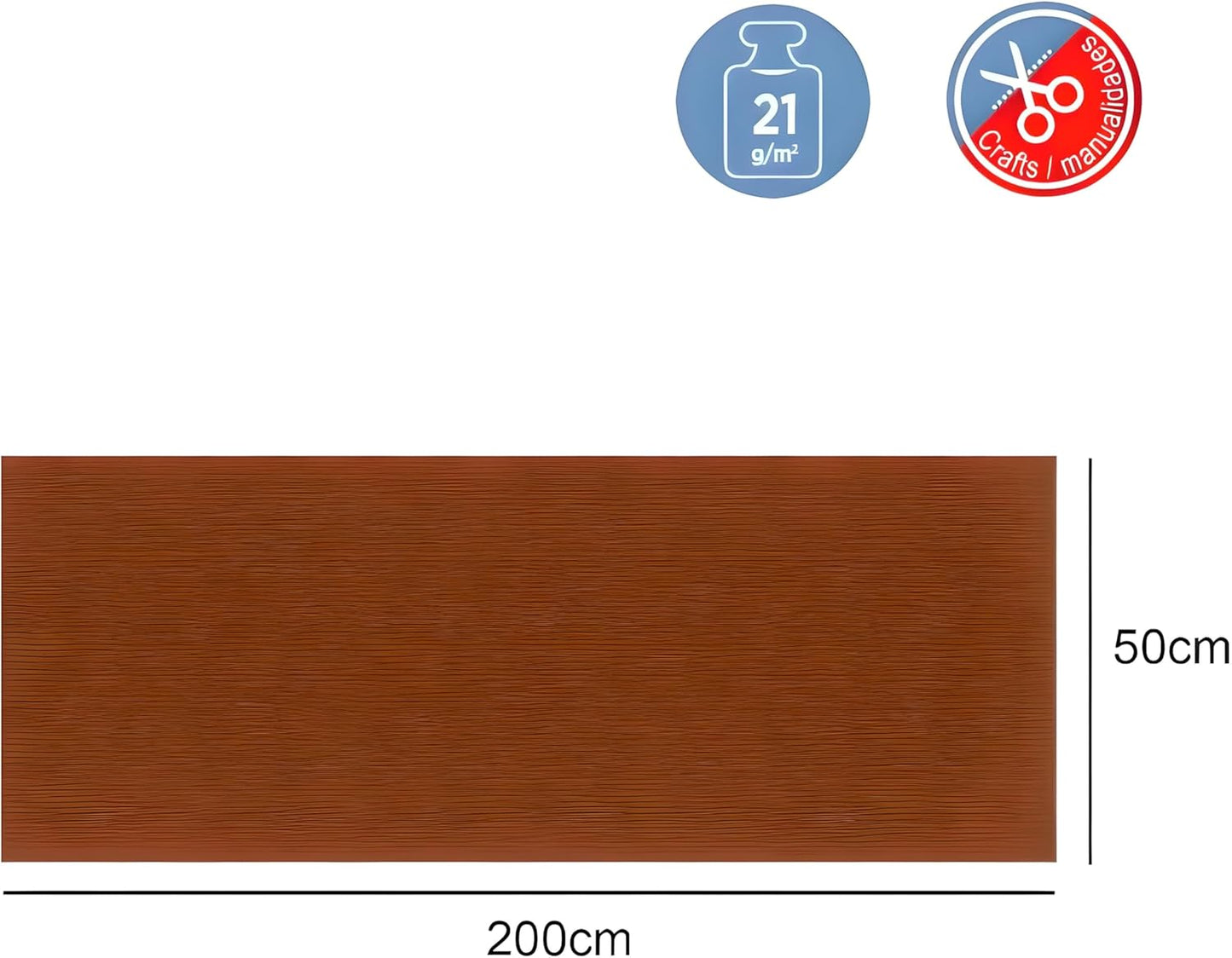 Crepe Paper Roll 200cm x 60cm Dark Brown for Crafts, Decorations, and DIY Projects
