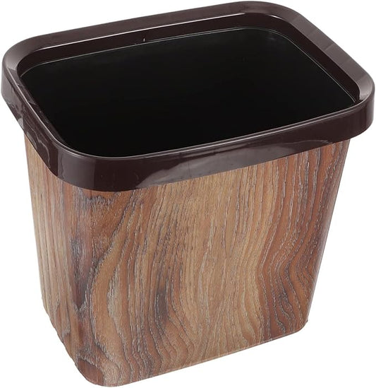 FITTO 10L Rectangular bucket with Wooden Shade | Durable Plastic bucket for Kitchen, Office, Bathroom, or Bedroom | Stylish bucket with Pressure Ring Design